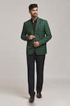 Buy_Aryavir Malhotra_Green Tweed Checkered Pattern Blazer _Online_at_Aza_Fashions