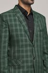 Shop_Aryavir Malhotra_Green Tweed Checkered Pattern Blazer _Online_at_Aza_Fashions