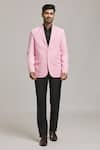 Buy_Aryavir Malhotra_Pink Suede Full Sleeve Solid Blazer _at_Aza_Fashions