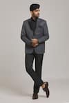 Buy_Aryavir Malhotra_Grey Poly Viscose Full Sleeve Solid Tuxedo Blazer _Online_at_Aza_Fashions