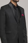 Shop_Aryavir Malhotra_Black Poly Viscose Shawl Collar Tuxedo Blazer _Online_at_Aza_Fashions