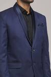 Shop_Aryavir Malhotra_Blue Poly Viscose Shawl Collar Long Sleeve Blazer For Men_Online_at_Aza_Fashions