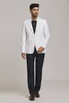 Buy_Aryavir Malhotra_White Linen Solid Blazer _at_Aza_Fashions