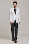 Aryavir Malhotra_White Linen Solid Blazer _Online_at_Aza_Fashions