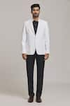 Aryavir Malhotra_White Linen Solid Blazer _at_Aza_Fashions