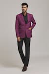 Aryavir Malhotra_Maroon Suede Solid Blazer _Online_at_Aza_Fashions