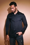 Buy_Echke_Black Cotton Blend Solid Full Sleeve Shirt_at_Aza_Fashions