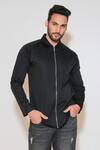 Buy_Echke_Black Cotton Solid Front Zippered Shirt _at_Aza_Fashions