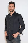 Buy_Echke_Black Cotton Blend Solid Full Sleeve Shirt _at_Aza_Fashions