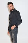 Shop_Echke_Black Cotton Blend Solid Full Sleeve Shirt _Online_at_Aza_Fashions