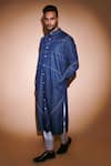 Buy_Echke_Blue Denim Kurta And Pant Set _at_Aza_Fashions