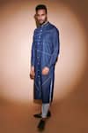 Echke_Blue Denim Kurta And Pant Set _Online_at_Aza_Fashions
