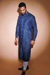 Echke_Blue Denim Kurta And Pant Set _at_Aza_Fashions