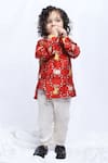 Buy_P & S Co_Red Silk Cow Pattern Kurta With Pyjama _at_Aza_Fashions