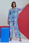 Buy_Nautanky_Blue Natural Crepe Printed Coral Shirt Collar New Era And Pant Set _at_Aza_Fashions