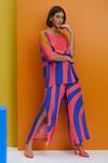 Nautanky_Blue Crepe Round Neck Out N Abt Abstract Top And Pant Set _Online_at_Aza_Fashions