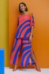 Buy_Nautanky_Blue Crepe Round Neck Out N Abt Abstract Top And Pant Set _Online_at_Aza_Fashions