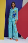 Buy_Nautanky_Blue Natural Crepe Printed Shirt Collar Simps And Pant Set  _at_Aza_Fashions