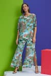 Shop Nautanky Blue Crepe Boat Neck Stop And Share Forest Print & Pant Set Online at Aza Fashions Shop_Nautanky_Blue Crepe Boat Neck Stop And Share Forest Print & Pant Set _Online_at_Aza_Fashions