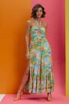 Buy_Nautanky_Yellow Natural Crepe Printed Coral Such A Gem Halter Tie-up Maxi Dress  _at_Aza_Fashions