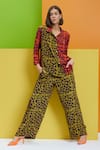 Nautanky_Green Natural Crepe Printed Cheetah Shirt Collar And Pant Set  _at_Aza_Fashions