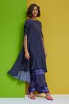 Nautanky Blue Crepe Embroidery Round Neck Do Abtract Print Tunic And Pant Set at Aza Fashions Nautanky_Blue Crepe Embroidery Round Neck Do Abtract Print Tunic And Pant Set _at_Aza_Fashions
