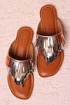 Buy Sandalwali Gold Fringe Pattern Ziva Metallic Tasselled Sandals at Aza Fashions Buy_Sandalwali_Gold Fringe Pattern Ziva Metallic Tasselled Sandals _at_Aza_Fashions