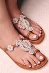 Shop_SANDALWALI_White Bead And Cut Dana Embellished Lucielle Seahorse Sandals _at_Aza_Fashions