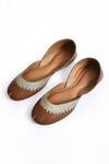 Shop_Naintara Bajaj_Brown Embroidered Stritch Juttis_at_Aza_Fashions