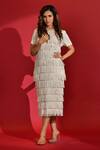 Buy_Crimp_White 100% Polyester Textured Round Fringe Lined Dress _Online_at_Aza_Fashions