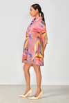 Buy_Crimp_Pink Polyester Shawl Neck Abstract Pattern Dress _Online_at_Aza_Fashions