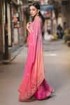 Buy_Priyal Bhardwaj_Pink Chiffon Embroidered Floral Cutdana Saree With Unstitched Blouse Piece _Online_at_Aza_Fashions