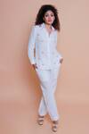Buy Echke White Polyester Cut Work, Sequins, Crystals Hand Embroidered Shirt With Pant at Aza Fashions Buy_Echke_White Polyester Cut Work, Sequins, Crystals Hand Embroidered Shirt With Pant _at_Aza_Fashions