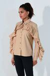 Buy_Echke_Brown Cotton Ruffles Collared Layered Shirt _Online_at_Aza_Fashions