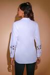 Shop_Echke_White Cotton Embroidery Shawl Neck Placement Embellished Shirt _at_Aza_Fashions