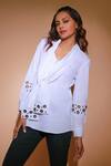 Buy_Echke_White Cotton Embroidery Shawl Neck Placement Embellished Shirt _Online_at_Aza_Fashions