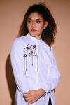 Shop_Echke_White Mandarin Collar Placement Embellished Top _Online_at_Aza_Fashions