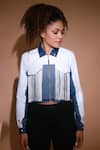 Buy_Echke_White Cotton, Polyester Tassels Collared Embellished Jacket _at_Aza_Fashions