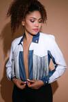 Buy_Echke_White Cotton, Polyester Tassels Collared Embellished Jacket _Online_at_Aza_Fashions