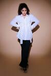 Buy_Echke_White Blended Embellished Stud Spread Collar Shirt _at_Aza_Fashions
