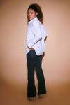 Shop_Echke_White Blended Embellished Stud Spread Collar Shirt _at_Aza_Fashions