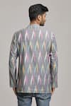 Shop_Arihant Rai Sinha_Grey Cotton Woven Ikat Pattern Short Kurta _at_Aza_Fashions