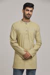 Buy_Arihant Rai Sinha_Beige Cotton Placement Embroidery Kurta _at_Aza_Fashions