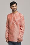 Buy_Arihant Rai Sinha_Maroon Cotton Woven Brocade Pattern Short Kurta _Online_at_Aza_Fashions