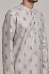 Buy_Arihant Rai Sinha_Grey Cotton Print Geometric Short Kurta _Online_at_Aza_Fashions