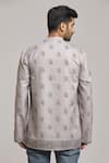 Shop_Arihant Rai Sinha_Grey Cotton Print Geometric Short Kurta _at_Aza_Fashions