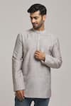 Buy_Arihant Rai Sinha_Grey Cotton Placement Embroidery Pocket Short Kurta _Online_at_Aza_Fashions