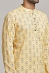 Shop_Arihant Rai Sinha_Yellow Cotton Print Geometric Short Kurta _Online_at_Aza_Fashions