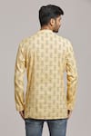 Shop_Arihant Rai Sinha_Yellow Cotton Print Geometric Short Kurta _at_Aza_Fashions