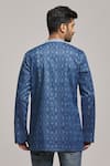 Shop_Arihant Rai Sinha_Blue Denim Print Geometric Full Sleeve Short Kurta _at_Aza_Fashions